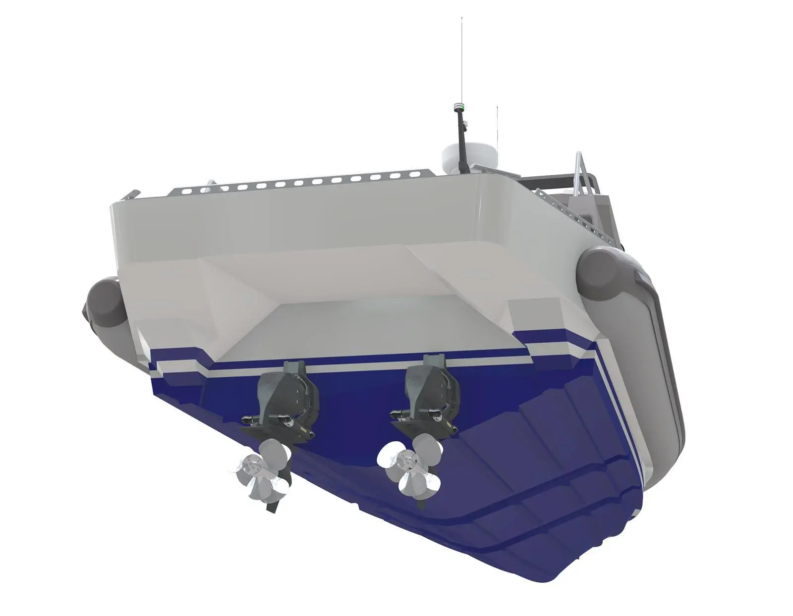 FISH composite workboat with stern drives
