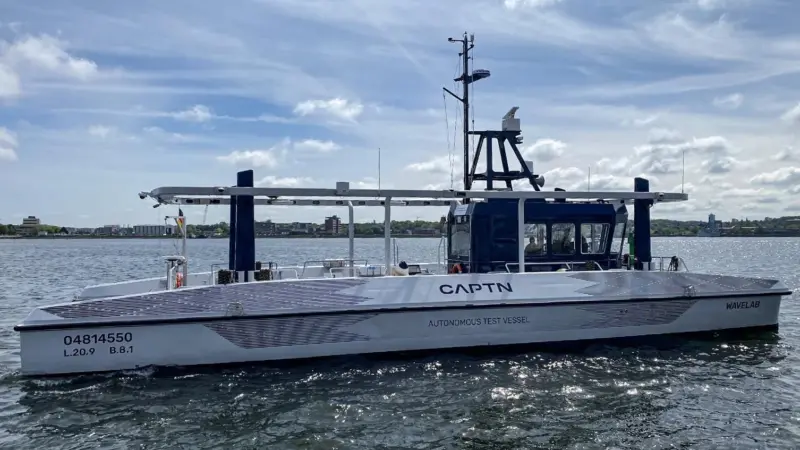Kiel CAPTN project autonomous test vessel at sea