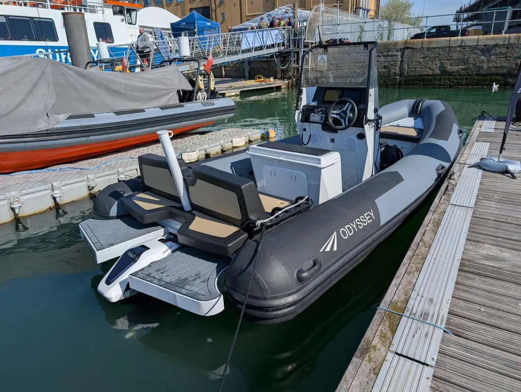 This electric Odyssey RIB provided towing services for various small craft at Ocean Business
