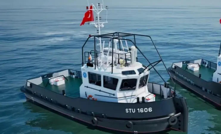 The image shows a render of the two newbuild Stan Tugs 1606