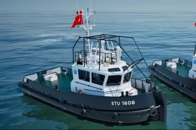 The image shows a render of the two newbuild Stan Tugs 1606