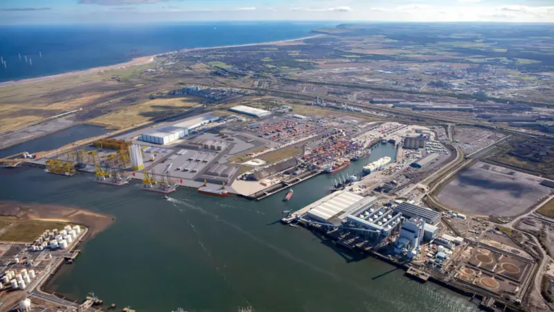 An artist's impression of the Teesport Offshore Gateway on the banks of the River Tees, adjacent to PD Ports' Tees Dock