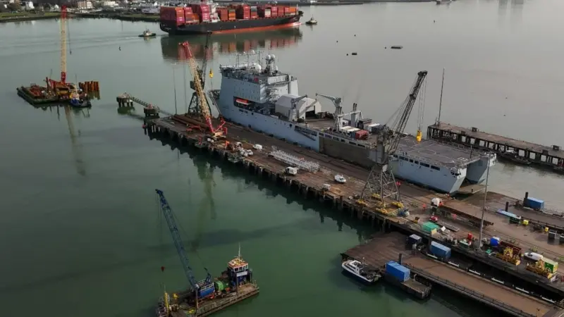 The image shows an overhead shot of work progressing on the ABP Solent Gateway Project