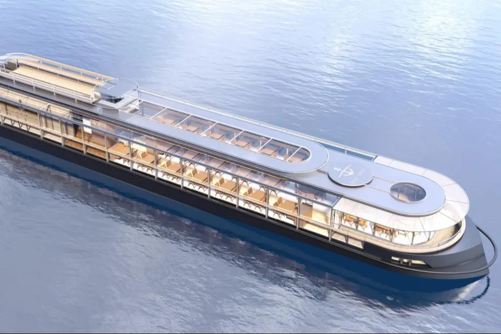 The image shows the Blue Seine river cruiser