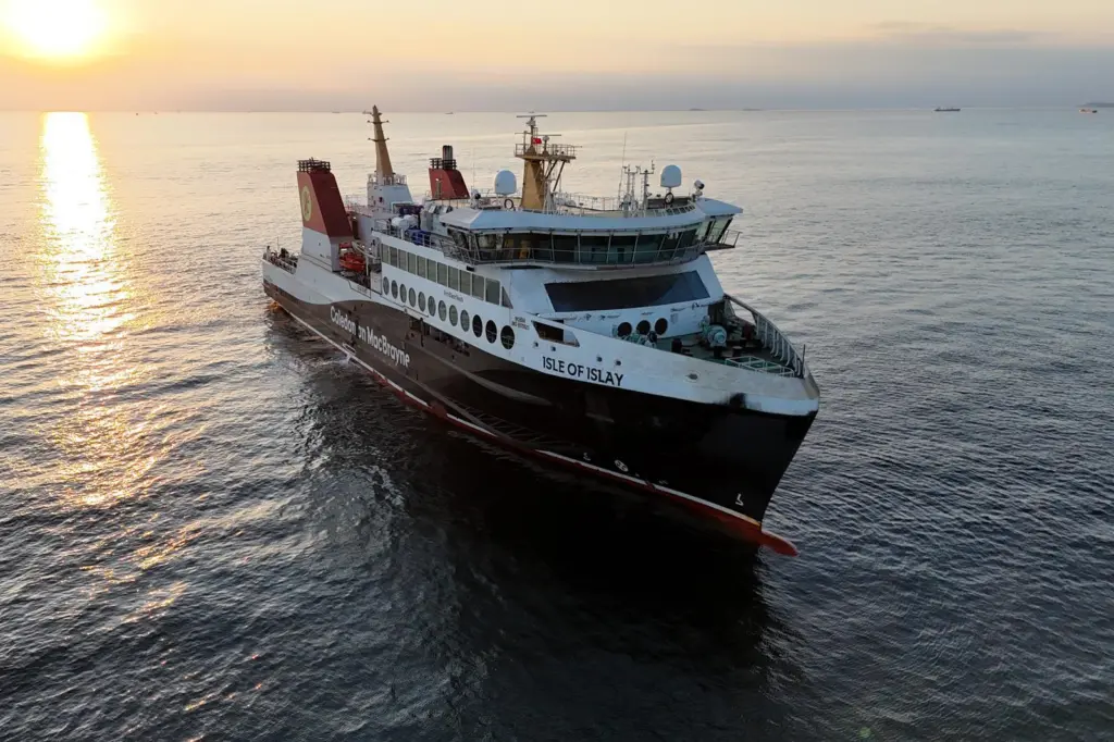 The image shows the MV Isle of Islay during sea trials