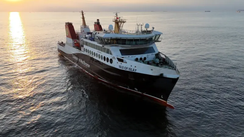 The image shows the MV Isle of Islay during sea trials