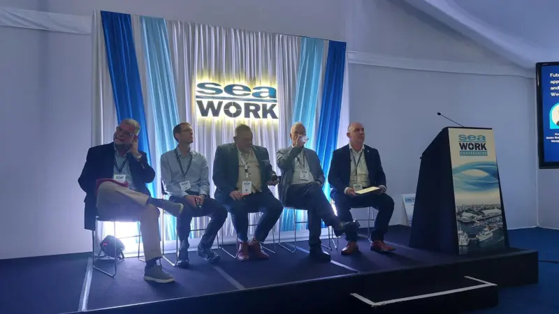 The image shows the panel seated for the Q&A component of the 'Future fuels – Real world applications and industry learnings' session