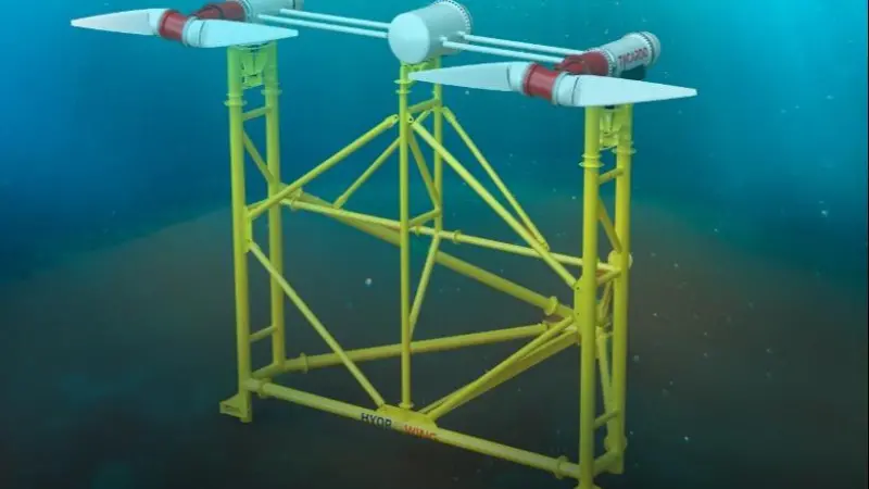 The image shows a close up of the tidal array