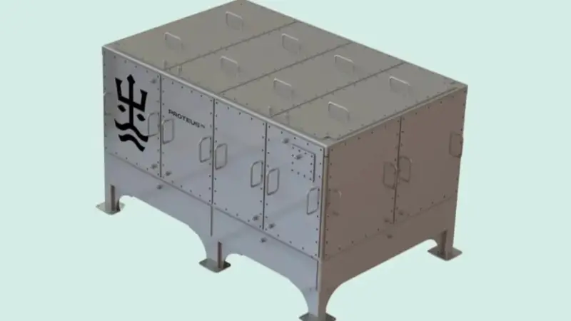 The image shows a close up of the Proteus 75 hydrogen fuel cell system
