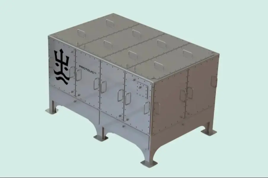 The image shows a close up of the Proteus 75 hydrogen fuel cell system