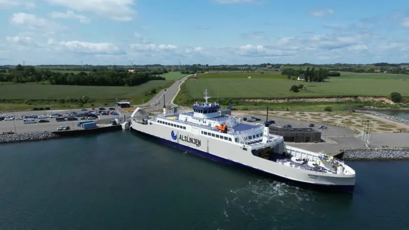 The picture shows the Nerthus e-ferry on the water