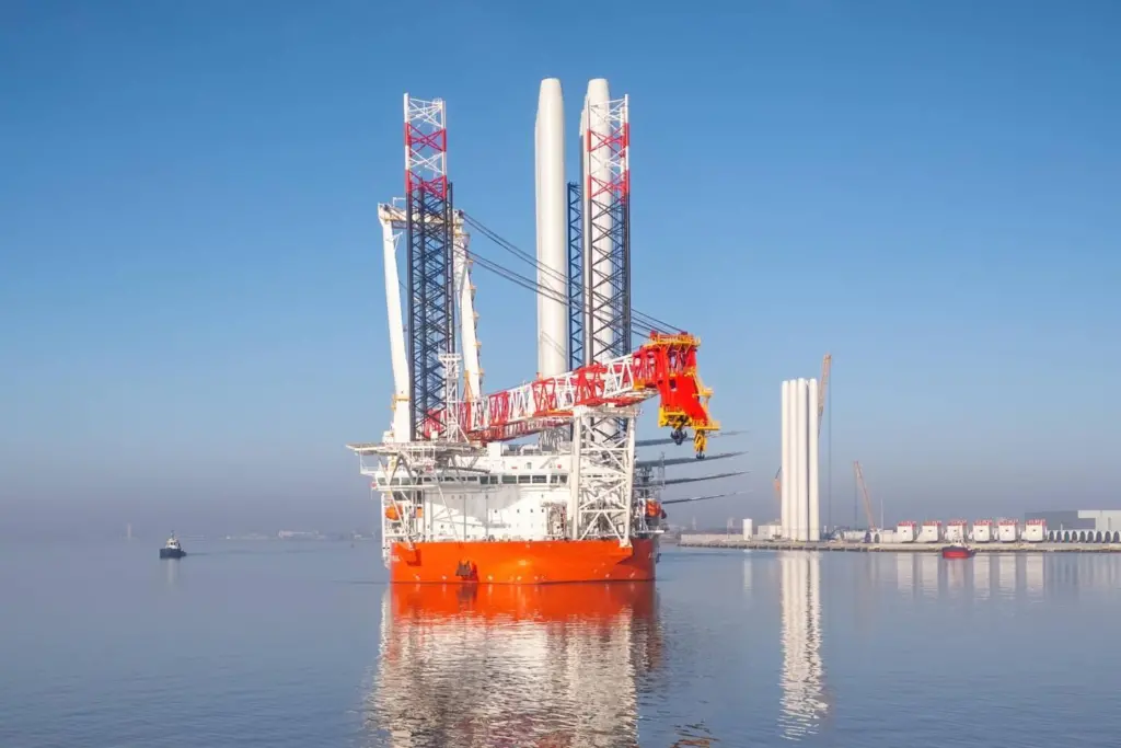 The image shows Cadeler's Wind Keeper vessel