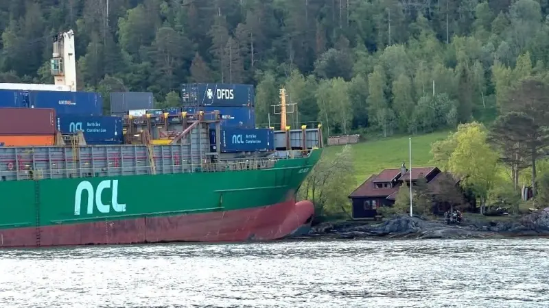 'NCL Salten' came to rest in the garden of a residential property near Trondheim (Redningsselskapets Sjøredningskorps Trondheim)