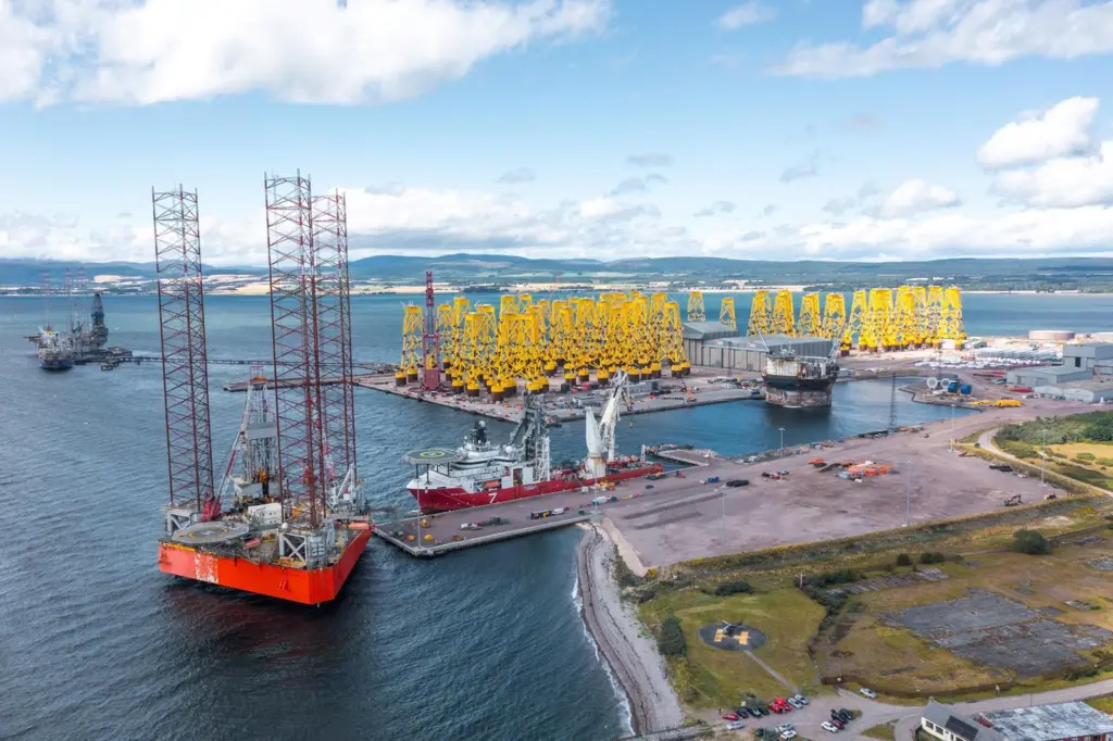 The image shows a wide angle short of Scotland's Port of Nigg