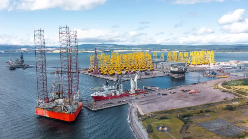 The image shows a wide angle short of Scotland's Port of Nigg