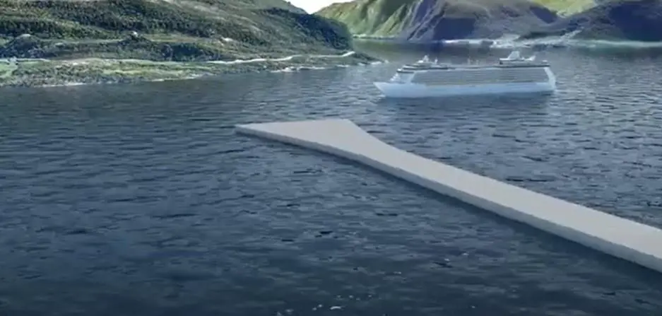 Floating bridge on top of submerged floating tunnel