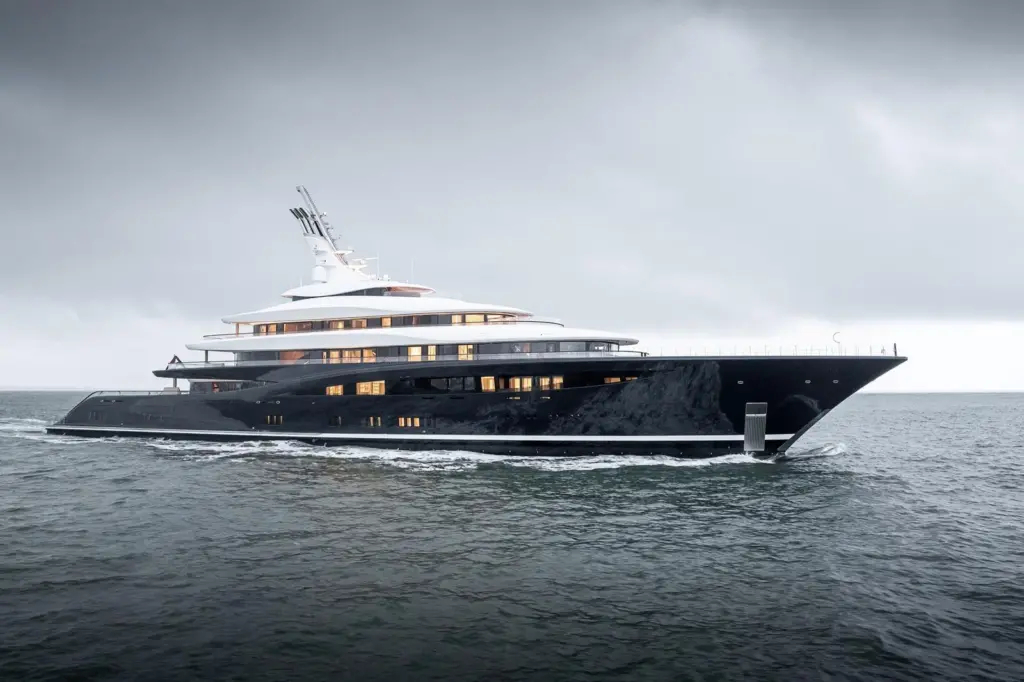 The picture shows an image of the 118.8-metre Feadship Breakthrough superyacht,