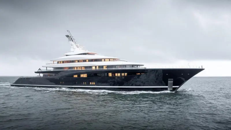 The picture shows an image of the 118.8-metre Feadship Breakthrough superyacht,