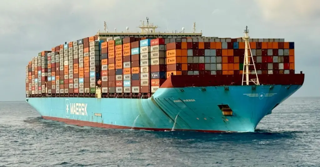The troubled vessel reportedly taken from an attending salvage vessel (Maersk)
