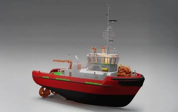 The image shows a render of the tug on a blank background