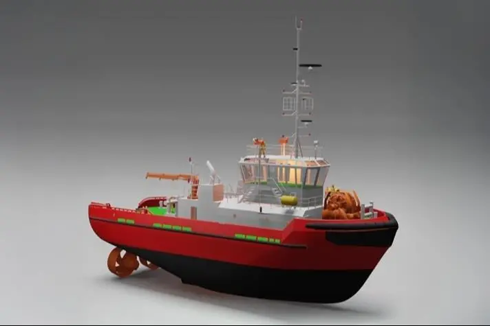 The image shows a render of the tug on a blank background