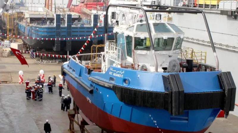 'KOC Musaned – 2' is shown prior to launching at the UZMAR shipyard