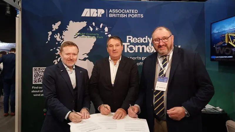 From left to right: Andy Reay, ABP Group head of offshore wind, Richard Szuflak, deputy CEO BrestPort and Jerry Hallissey, head of business development - Shannon Foynes Port Authority.