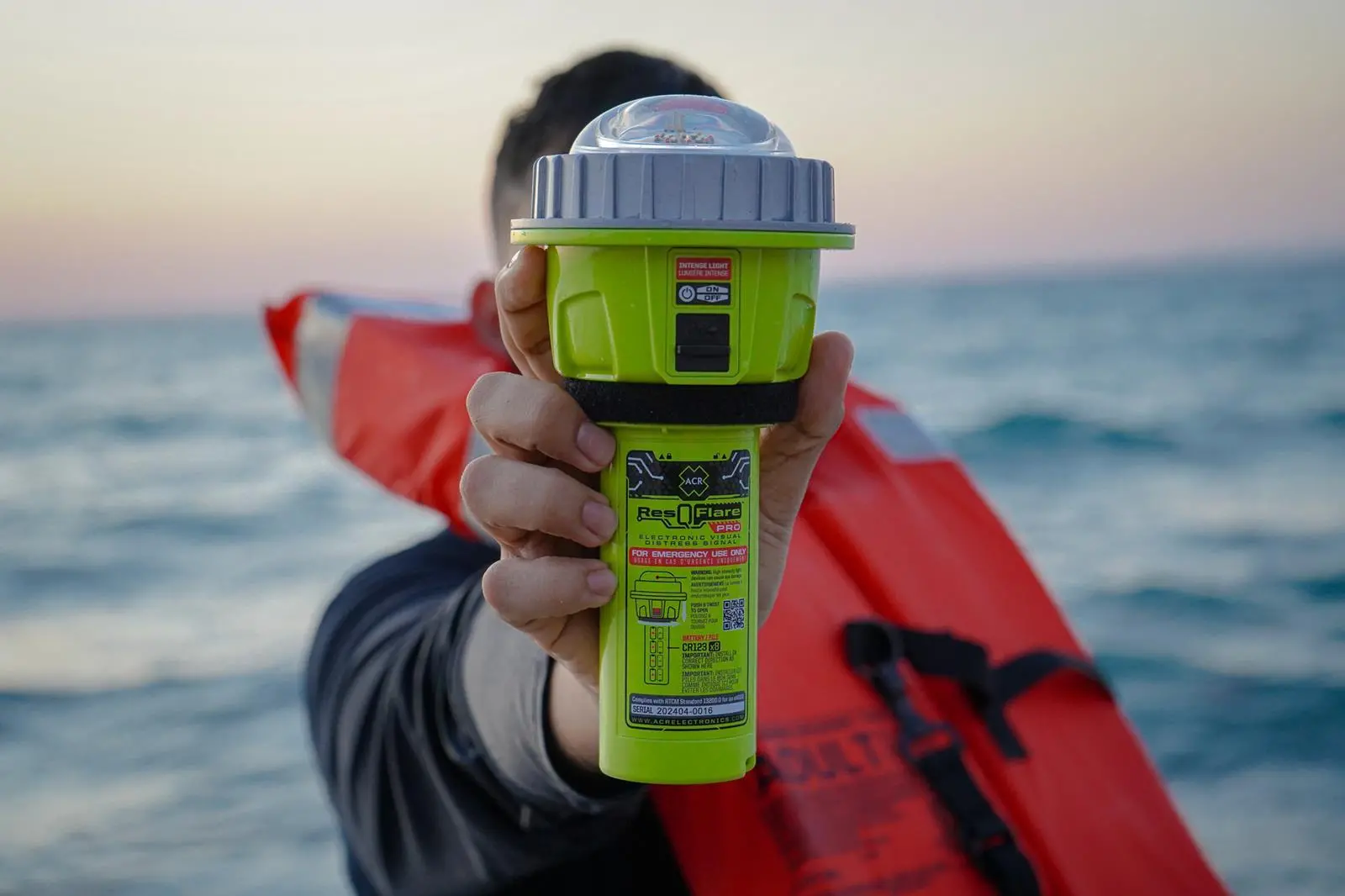 The ACR ResQFlare PRO electronic boat flare which meets the requirements of RTCM 13200.0