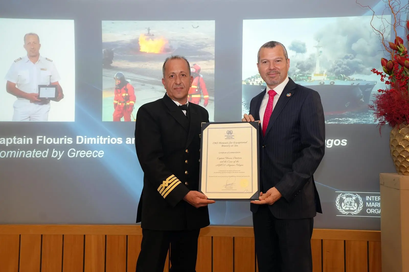 Captain Flouris Dimitrios receiving his award