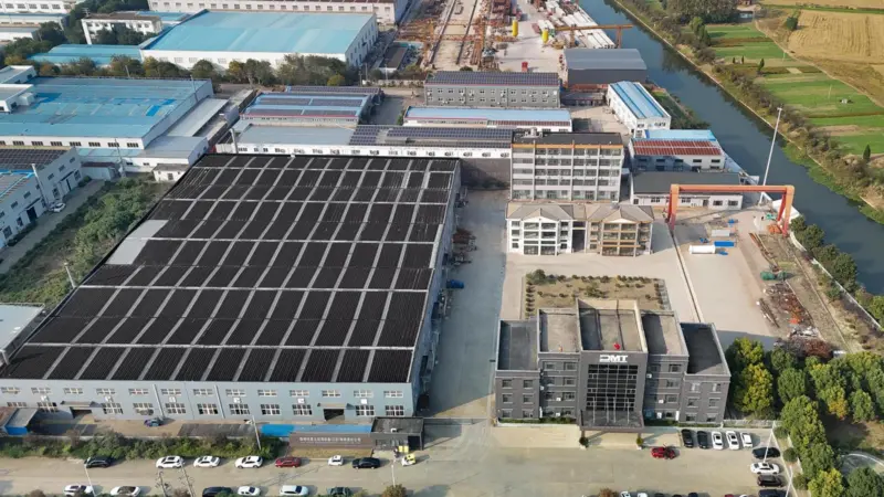 The image shows an aerial view of the DMT Hinlee Marine Equipment site