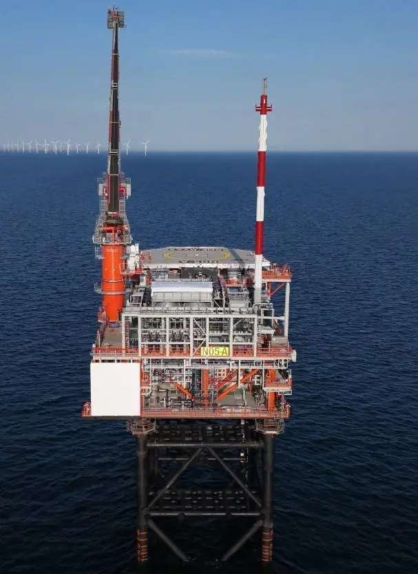 NO5-A with the Riffgat wind farm in the background