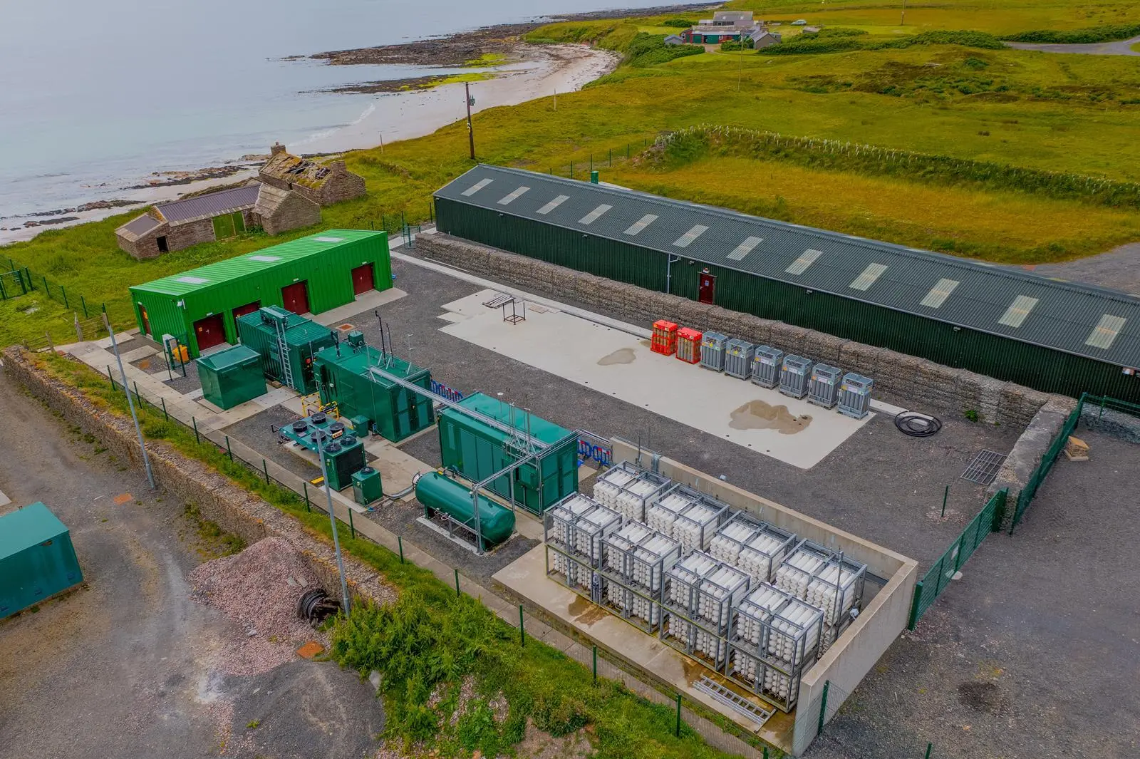 EMEC's hydrogen production site and energy storage building at Caldale, Eday (credit EMEC)