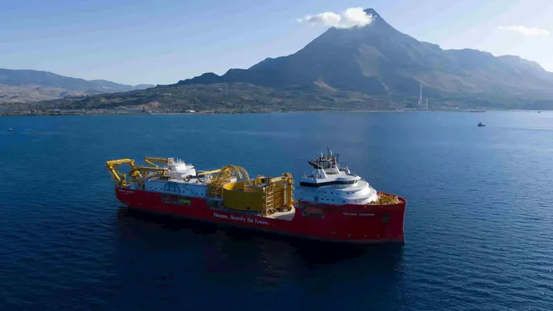 Nexans' subsea cable layer wokring on the Tyrrhenian Link