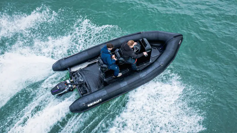 The image shows the Ribcraft PRO 480 Electric on the water
