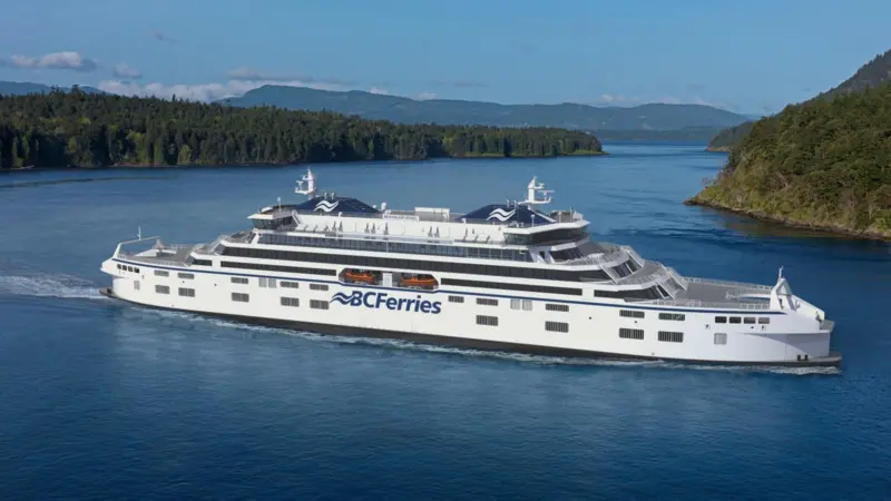A render of BC Ferries’ new hybrid ferry design