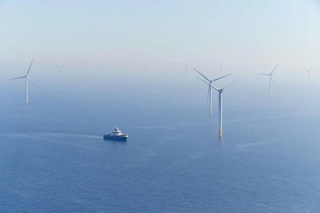 The image shows Revolution Wind turbines