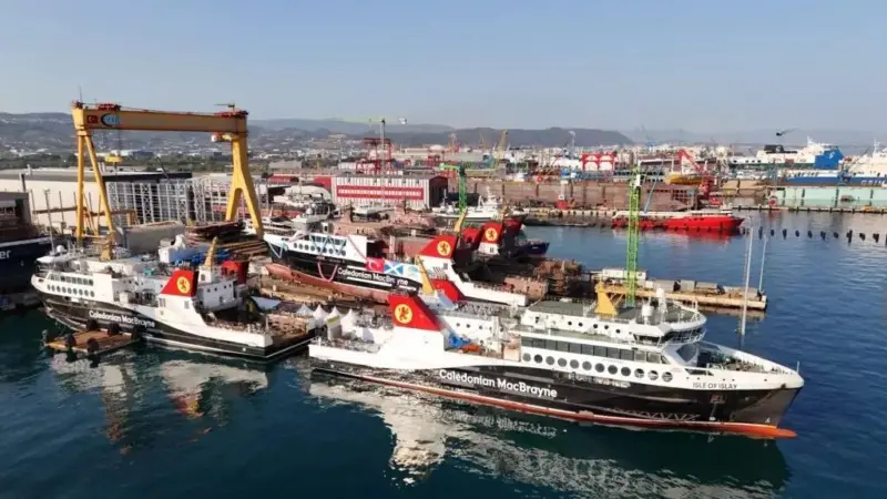 The image shows the MV Isle of Islay and its sister ferries