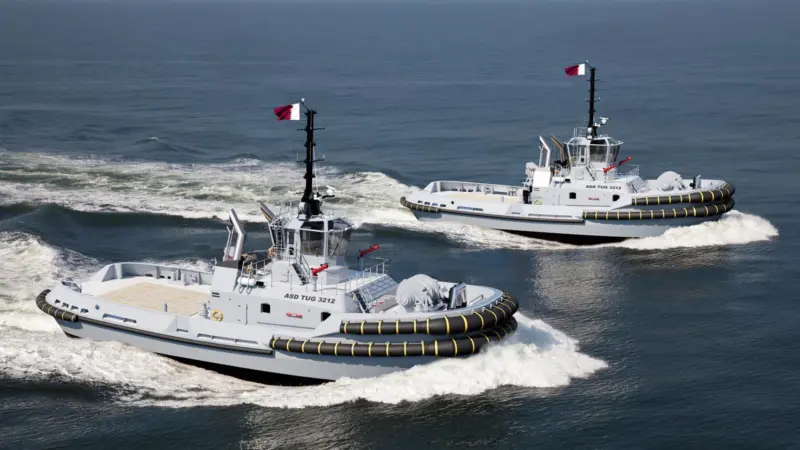 An artist's impression of the two new ASD 3212 tugs for the Qatar Emiri Navy