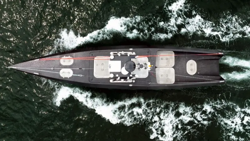 A graphic showing an autonomous vessel