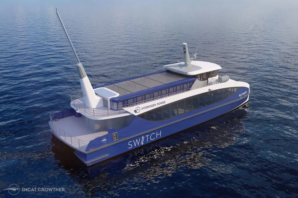 Hydrogen fuel cell-electric ferry from Incat Crowther and Switch Maritime