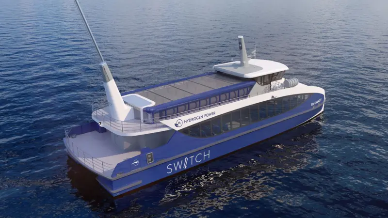 Hydrogen fuel cell-electric ferry from Incat Crowther and Switch Maritime