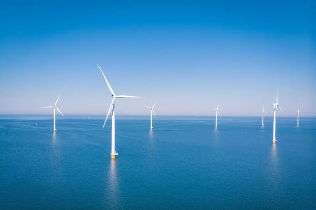 A supplied picture of offshore wind turbines