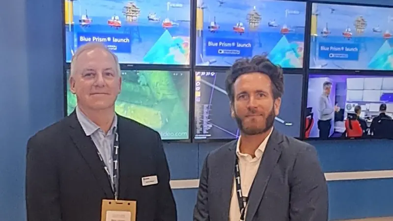 Marco Gilissen, Global director Marine Geophysics (L) and Mark Schreiber, Product director Site Screening, with Fugro