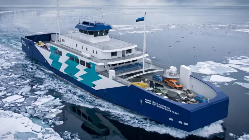 An illustration of the new Estonian ferry winter by LMG Marin