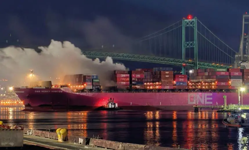 The fire broke out while the ship was alongside at Port of Los Angeles (ISU)