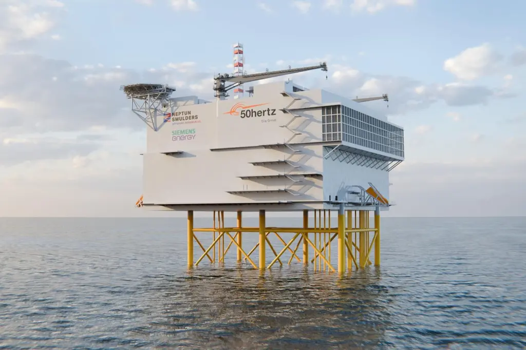 A rendering of the 2GW offshore converter platform for the North Sea Connector 2 project.