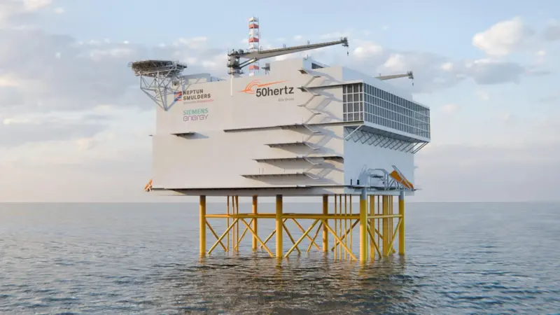 A rendering of the 2GW offshore converter platform for the North Sea Connector 2 project.