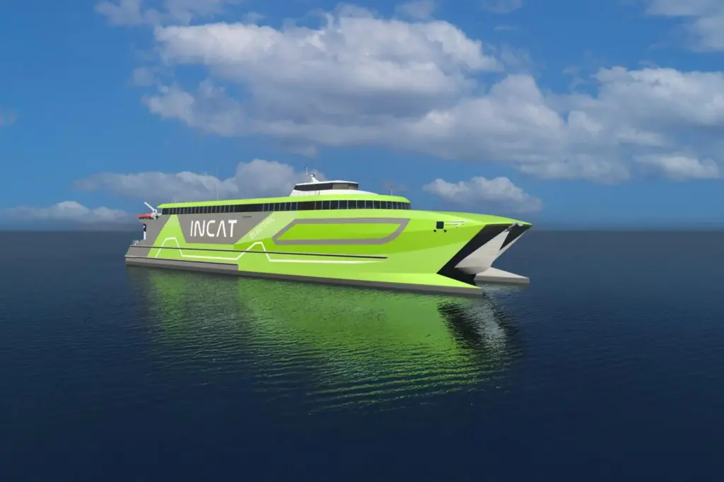 A render of the new hybrid electric ferry for Incat