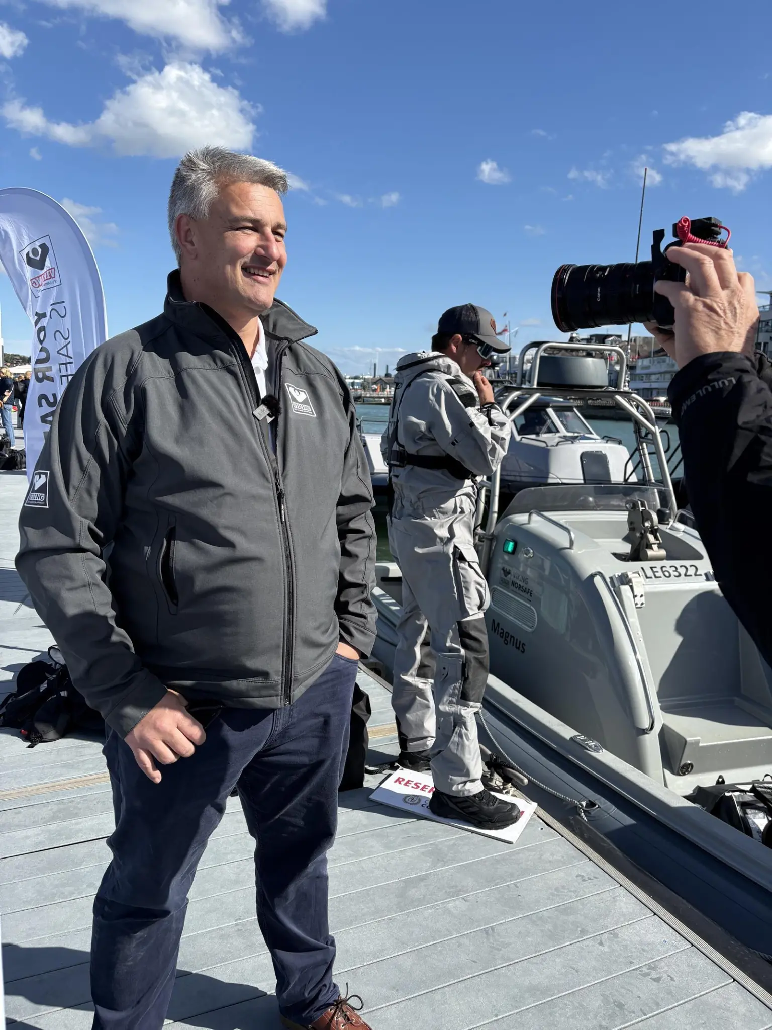 Greg Allanach on the pontoons at Seawork