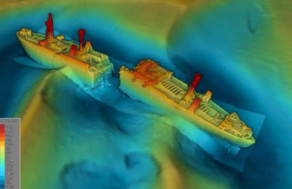 Overview survey picture of the SS 'Richard Montgomery' in the Thames Estuary (MCA)